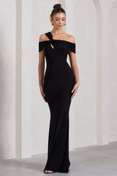 Black Strappy Asymmetric Cut-Out Maxi Dress
